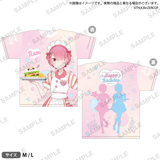 Re:ZERO -Starting Life in Another World- "Ram and Rem Birthday 2023" Full Graphic T-Shirt