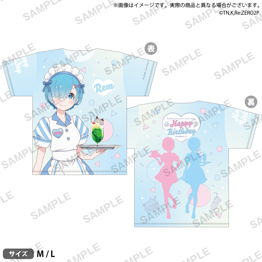Re:ZERO -Starting Life in Another World- "Ram and Rem Birthday 2023" Full Graphic T-Shirt